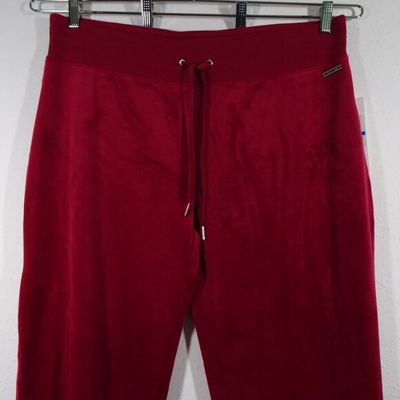 Calvin Klein Velour Pants Women's Size XL Red Pull On Elastic Waist Wide Leg - Picture 3 of 11